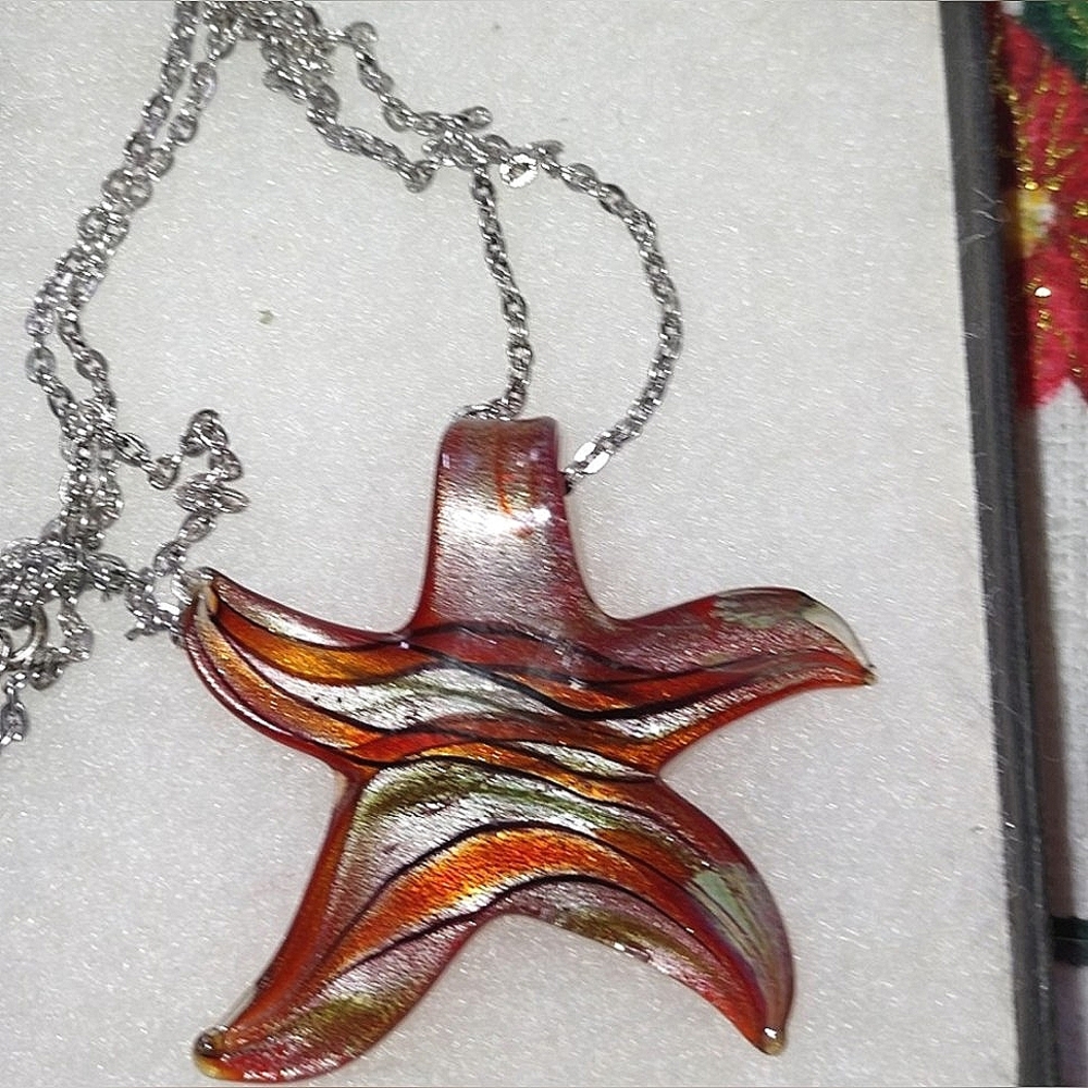 Murano Glass Starfish Pendant on Chain